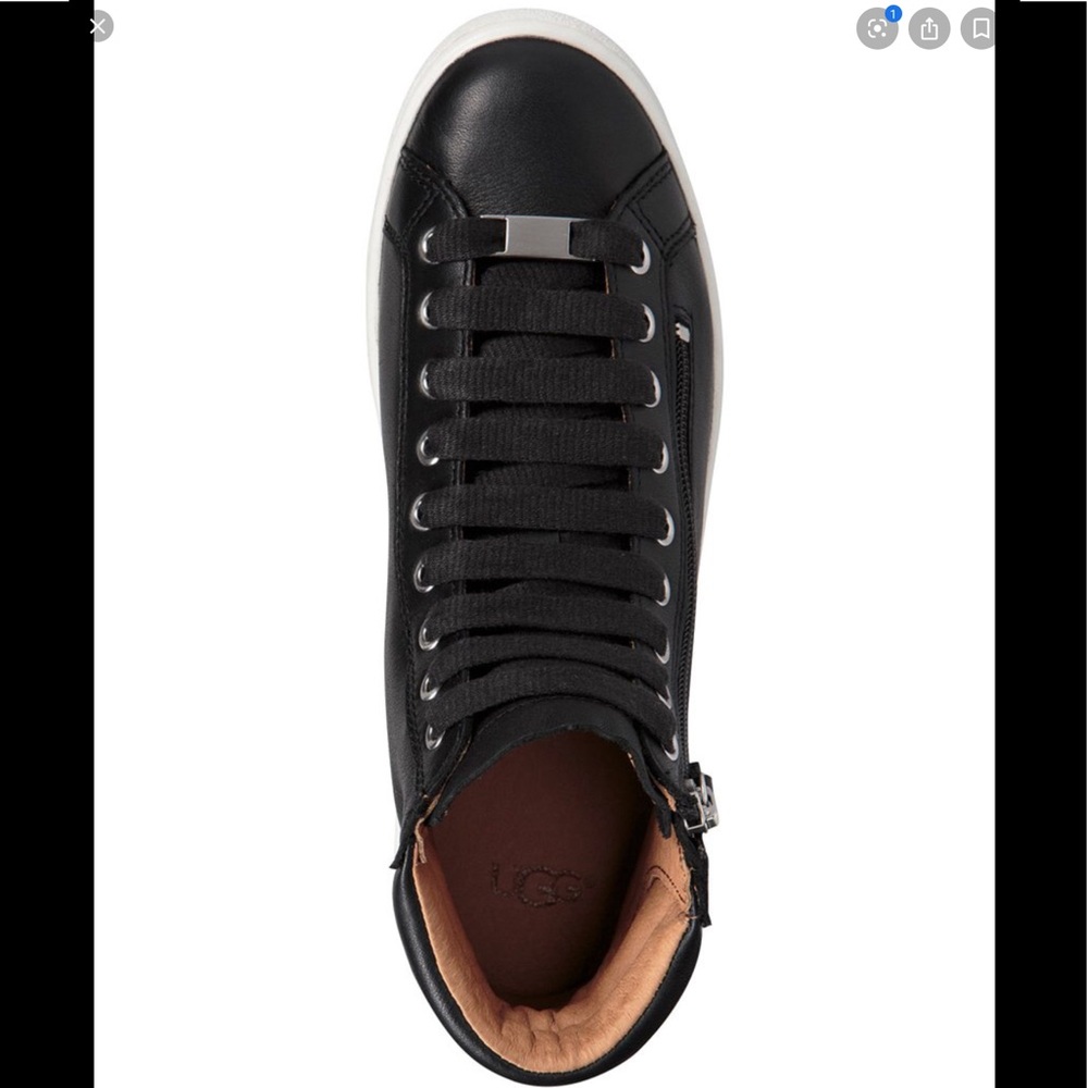NIB UGG Olive 6 black leather high top sneaker - Picture 7 of 8